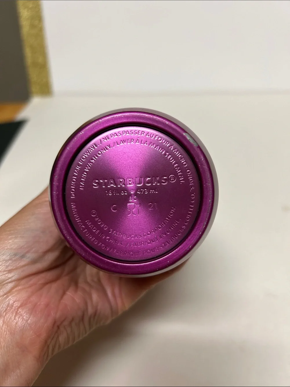 Starbucks Pink Purple Floral Vacuum Insulated Tumbler 16 OZ Flip Top Thermos